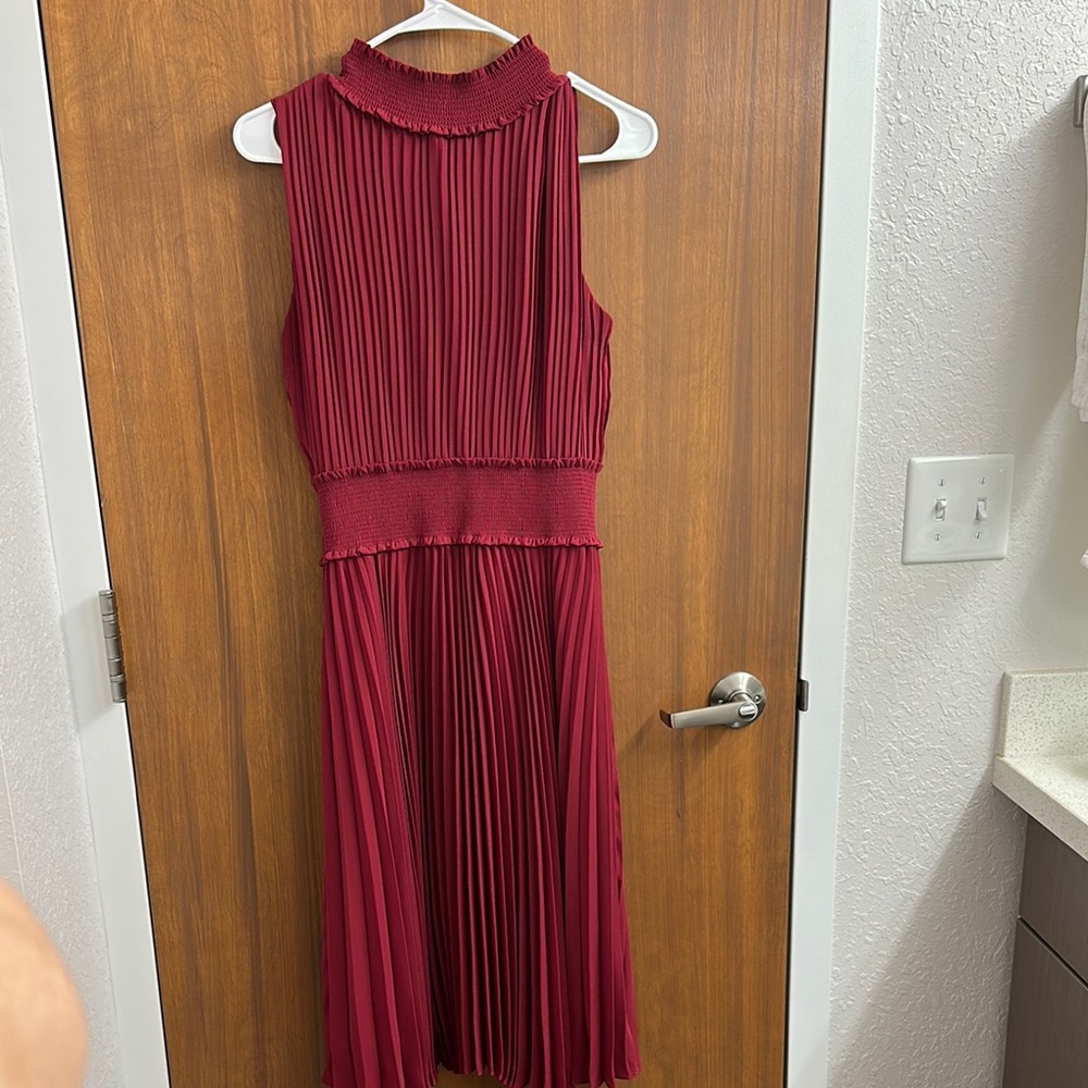 Nanette Lepore Burgundy Pleated Dress